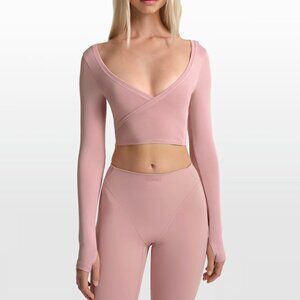 NikeSKIMS Stretch Knit Women's Long-Sleeve Wrap Top M